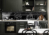 Кухонный фартук Силуэт Девушки (виниловая пленка наклейка скинали ПВХ) на черном фоне 60х200 см