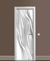 Вінілові наклейки на двері Сірий Шовк Тканина ПВХ плівка з ламінуванням 60х180см Абстракція Сірий
