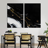 Модульна картина з двох частин KIL Art Диптих Поєднання елегантно білого та чорного 165x122 см (1047-2)