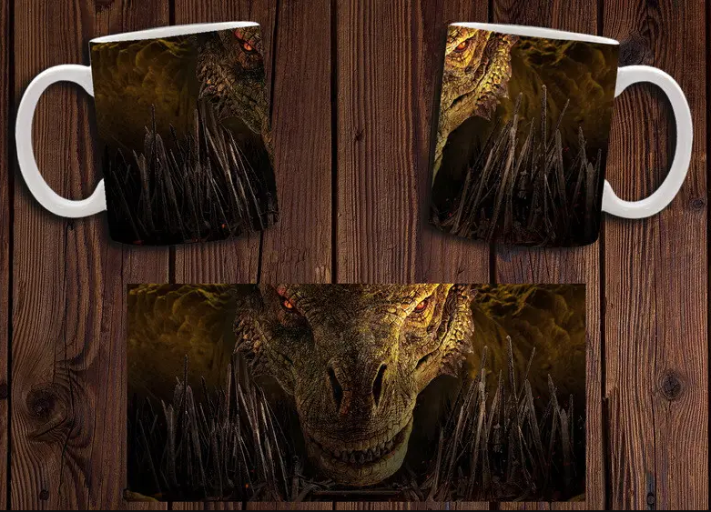 Чашка біла керамічна з принтом "Дим Дракона" House of the Dragon ABC