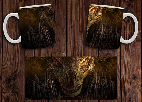 Чашка біла керамічна з принтом "Дим Дракона" House of the Dragon ABC, фото 1