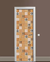 Декоративна наклейка на двері Кавова плитка ПВХ плівка з ламінуванням 60х180см Геометрія Бежевий