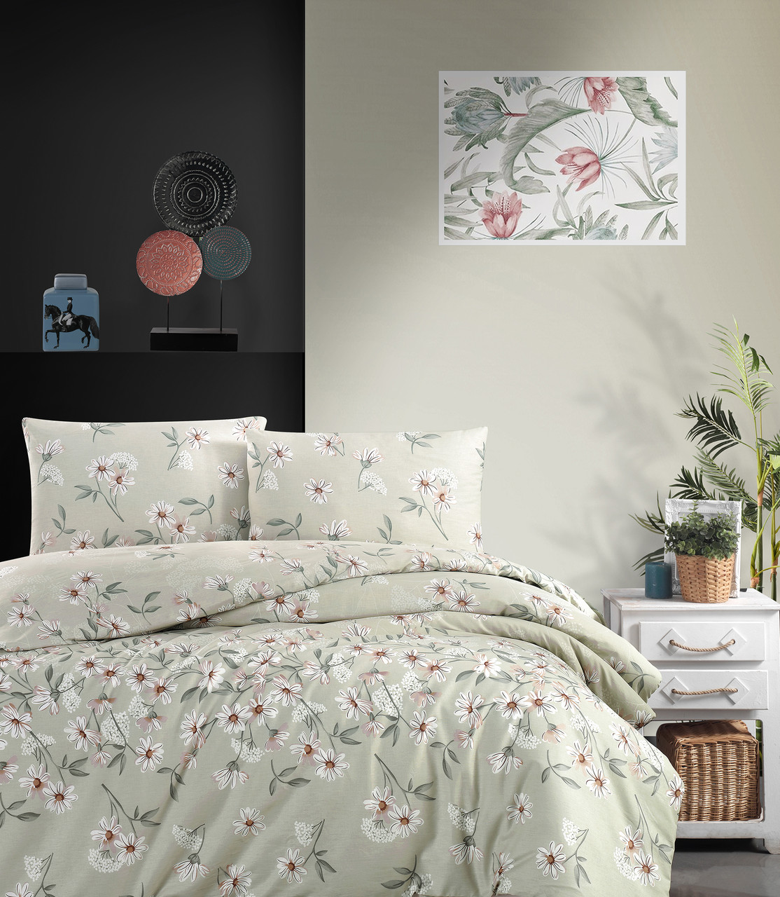 Турецька Постільна білизна First Choice Homesko Nevada Mint 200х220см (Простирадло на резинці)
