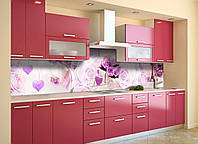 Кухонный фартук Сердечки (виниловая наклейка скинали ПВХ) цветы абстракция романтика Розовый 60х200 см