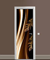 Декоративная наклейка на двери Перья жар-птицы ПВХ пленка с ламинацией 60х180см Абстракция Коричневый