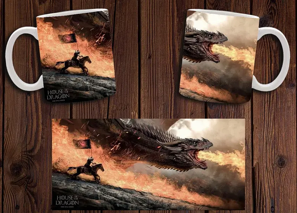 Чашка біла керамічна з принтом "Дим Дракона" House of the Dragon ABC, фото 1