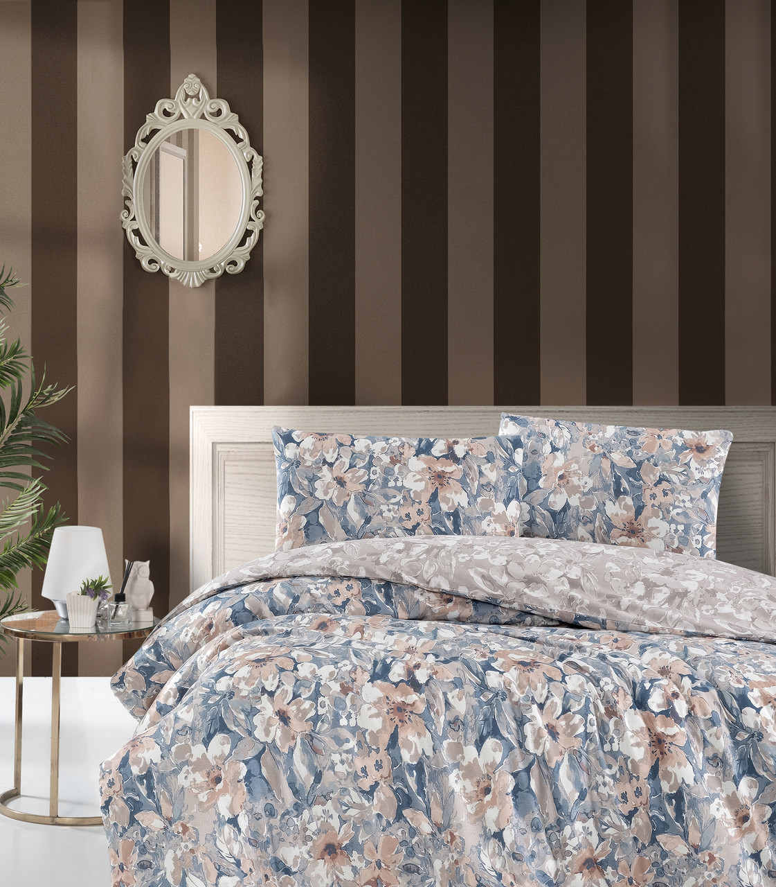 Турецька Постільна білизна First Choice Homesko Joly Blue 200х220см (Простирадло на резинці)