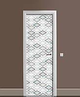 Декоративна наклейка на двері Ромби Геометрія ПВХ плівка з ламінуванням 60х180см Абстракція Сірий
