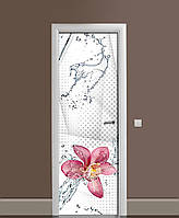 Декоративна наклейка на двері Орхідея Бризки води ПВХ плівка з ламінуванням 60х180см Текстура Сірий