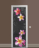 Вінілові наклейки на двері Гавайська квітка ПВХ плівка з ламінуванням 60х180см камінь Текстура Сірий