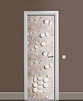 Декоративна наклейка на двері Гладкі камені розсип ПВХ плівка з ламінуванням 60х180см Текстура Бежевий