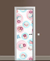 Вінілові наклейки на двері Чашечки Печиво ПВХ плівка з ламінуванням 60х180см Їжа Рожевий
