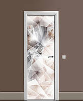Виниловые наклейки на дверь Горный хрусталь ПВХ пленка с ламинацией 60х180см Абстракция Серый