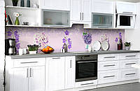 Кухонный фартук Колокольчики (виниловая наклейка для кухни ПВХ пленка скинали) полевые Цветы Фиолетовый