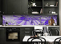 Виниловый кухонный фартук Фиолетовый Витраж (наклейка для кухни ПВХ пленка скинали) геометрия Текстуры