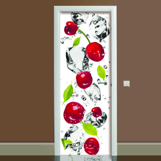 Вінілова наклейка на двері Черешня (повнокольорова плівка для дверей) подвійна ламінована 60х180 см