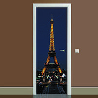 Наклейка на двері Ейфелева вежа 03 (повнокольоровий фотодрук плівка для дверей) ламінована 60х180 см