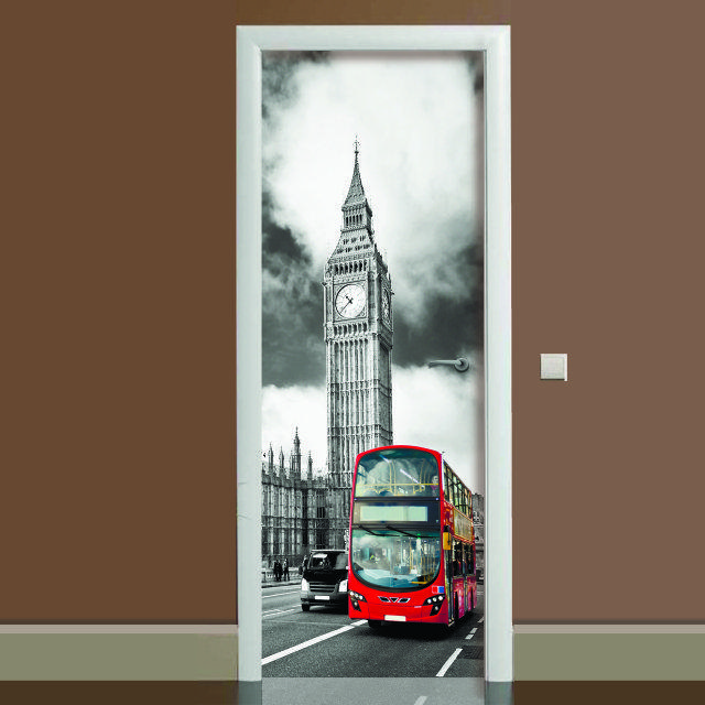 Наклейка на двері Лондон (повнокольоровий фотодрук плівка для дверей) подвійна ламінована 60х180 см