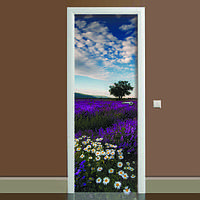 Наклейка на дверь Лаванда 02 (полноцветная фотопечать пленка для двери) ламинированная двойная 60х180 см