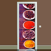 Наклейка на двері Спеції (повнокольоровий фотодрук плівка для дверей) подвійна ламінована 60х180 см