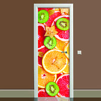 Наклейка на дверь Цитрус (полноцветная фотопечать пленка для двери) ламинированная двойная 60х180 см