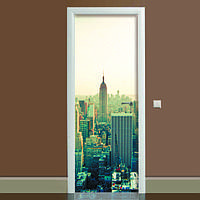 Наклейка на дверь Город (полноцветная фотопечать пленка для двери) ламинированная двойная 60х180 см