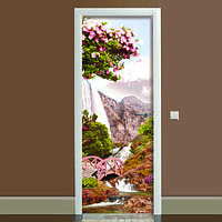 Виниловая наклейка на дверь Япония (фотопечать пленка для двери) ламинированная двойная 60х180 см