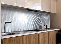 Кухонний фартух вініловий Дуги Абстракція лінії (ПВХ наклейка плівка скіналі для кухні) сірий 60х200 см