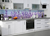 Кухонний фартух вініловий Лаванда (ПВХ наклейка плівка скіналі для кухні) квіти фіолетовий Прованс 60х200 см