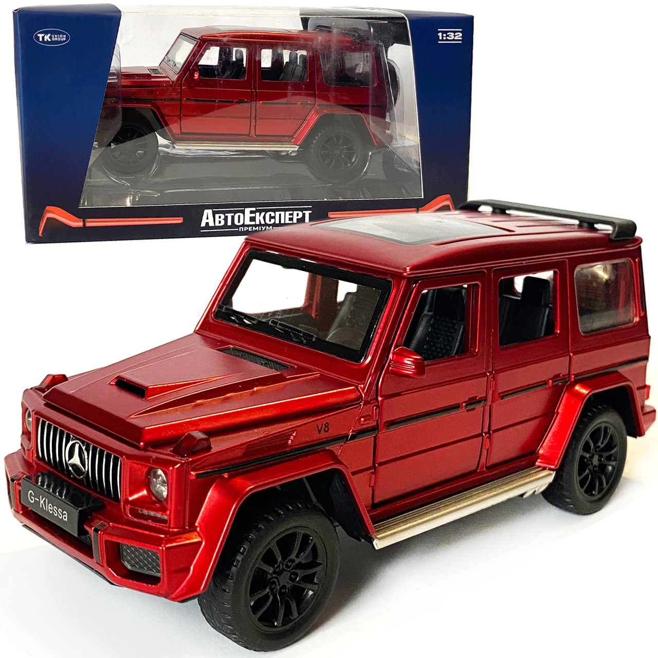 Машинка дитяча металева Mercedes–AMG G 63, мерседес, червоний, Автоексперт, 1:32, звук, світло, інерція, відкриваються двері, фото 1