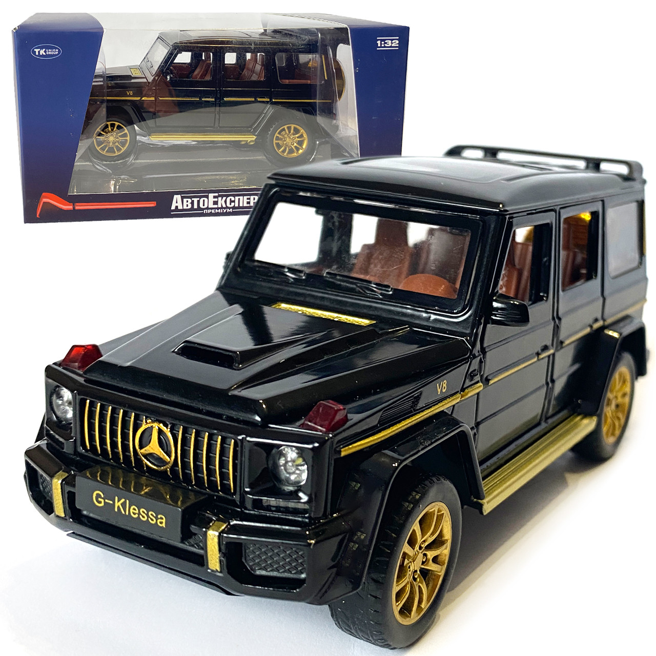 Машинка дитяча металева Mercedes–AMG G 63, мерседес, чорний, Автоексперт, 1:32, звук, світло, інерція, відкриваються двері, фото 1