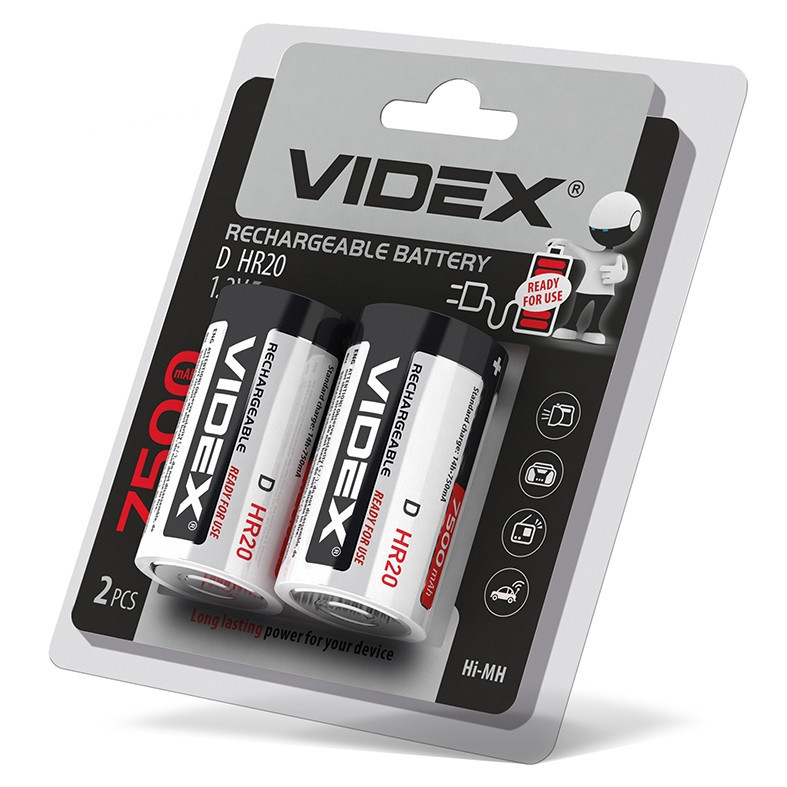 Акумулятор Videx  HR20 7500mAh 1.2V (2 шт/блістер)