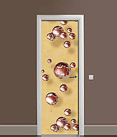 Виниловая 3Д наклейка на дверь Шоколадные сферы (ПВХ пленка) шары Абстракция Бежевый 60х180 см