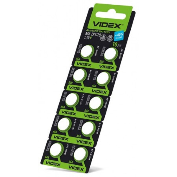 Батарейка годинникова Videx AG8/LR1120 BLISTER CARD AG8/10B/1.5V
