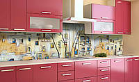 Виниловый кухонный фартук Картина Дома (наклейка ПВХ пленка скинали) краски рисунок Архитектура Бежевый