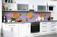 Виниловый кухонный фартук Апельсин (наклейка для кухни ПВХ пленка скинали) цитрусы Фрукты Фиолетовый