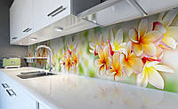 Виниловый кухонный фартук Гавайские Леи (наклейка для кухни ПВХ пленка скинали) Цветы Оранжевый