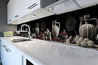 Кухонный фартук самоклеющийся Оригинальный Натюрморт (скинали кухни наклейка ПВХ) вишни кувшины 60х200 см