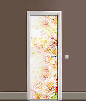 Декоративная 3Д наклейка на дверь Акварельные Розы (виниловая пленка ПВХ) Цветы Желтый 60х180 см