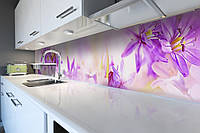 Кухонный фартук самоклеющийся Фиолетовые цветы (виниловый скинали для кухни наклейка ПВХ) 60х200 см