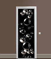 3Д наклейка на дверь Мыльные пузыри (виниловая пленка ПВХ) сферы шары Текстуры Черный 60х180 см