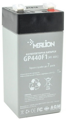 Акумуляторна батарея 4 V 4 Ah  MERLION AGM GP44M1(47 x 47 x 100 (105))