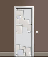 Декоративна наклейка на двері Паперові листи 3Д квадрати ПВХ плівка з ламінуванням 60х180см Абстракція Сірий