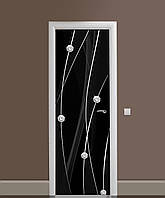 Виниловые наклейки на дверь Нити бриллиантов ПВХ пленка с ламинацией 60х180см Абстракция Черный