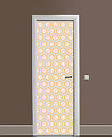 Декор двері Наклейка вінілова Мармурові стільники ПВХ плівка з ламінуванням 60х180см Геометрія Рожевий