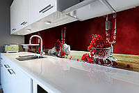 Кухонний фартух Смородинове Вино (скіналі для кухні наклейка ПВХ) червоні ягоди Напої 60х200 см