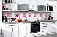 Виниловый кухонный фартук Лаванда в картинах (наклейка для кухни ПВХ пленка скинали) вино Текстуры Розовый