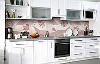 Кухонный фартук Розы Преломление пленка скинали ПВХ 60х200 см Абстракция Розовый