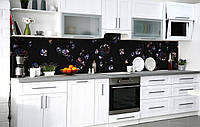 Кухонный фартук Прозрачны Алмазы Кристалл пленка скинали ПВХ 60х200 см Абстракция Черный