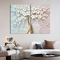 Модульная картина на холсте KIL Art Живописное белое дерево 165x122 см (272-2) z111-2024
